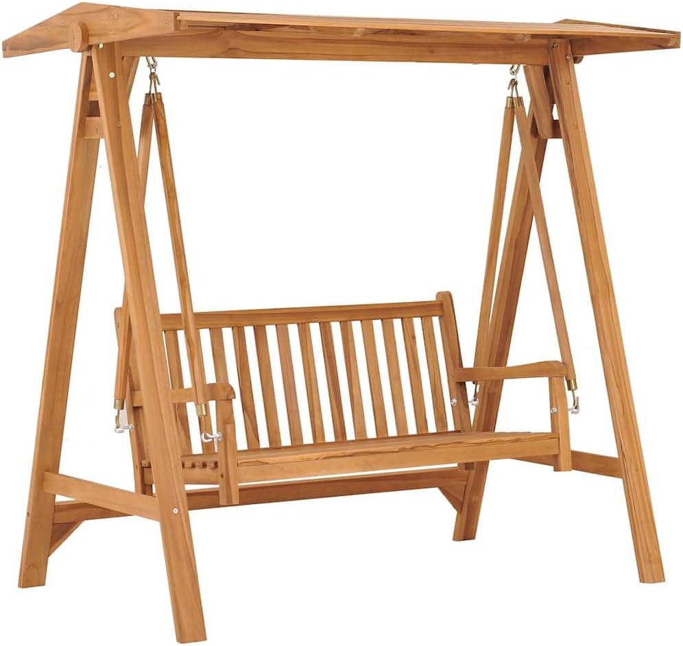 vidaXL Teak Massiv Hollywoodschaukel Gartenschaukel Schaukelbank Hängeschaukel Schaukel Bank Gartenbank Gartenmöbel Hängebank 174cm