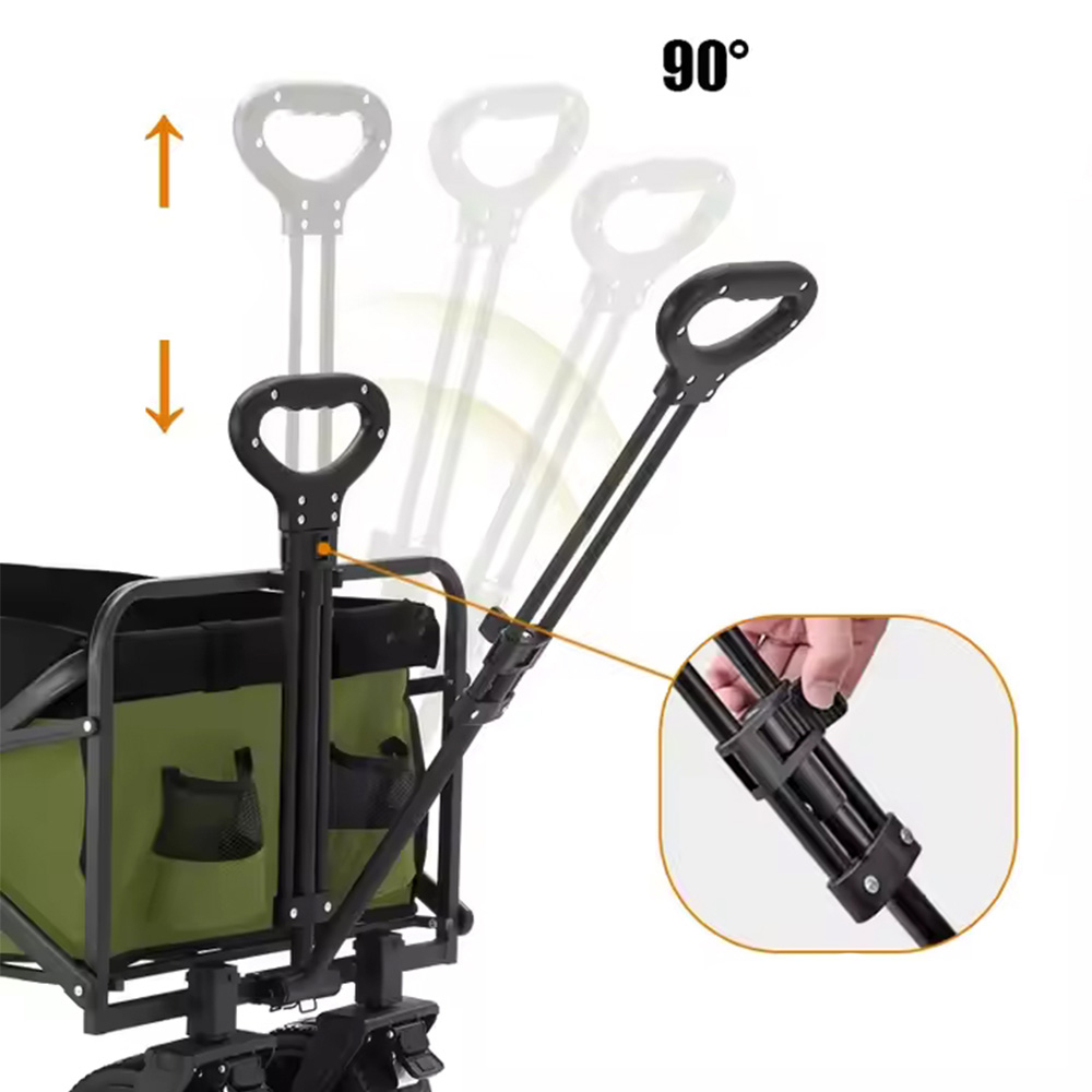 (150L) Faltbarer Leiterwagen Outdoor Bollerwagen Transporthilfe für Camping   Festivals mit Bremsen / Erweiterung - Schwarz
