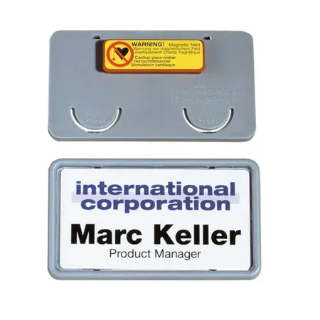 Durable 812910 Namensschild Clip Card mit Magnet, 40 x 75 mm, grau