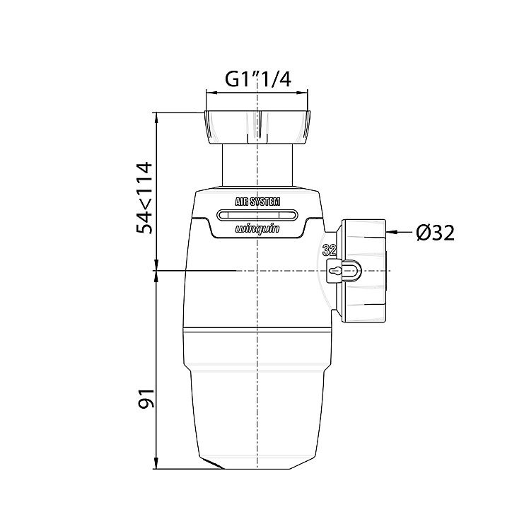 Siphon Neo « Air » pour vasque 32mm Wirquin