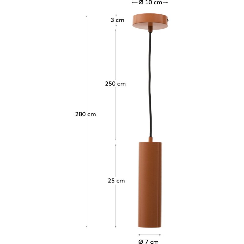 Suspension Andia en aluminium avec finition peinte terracotta