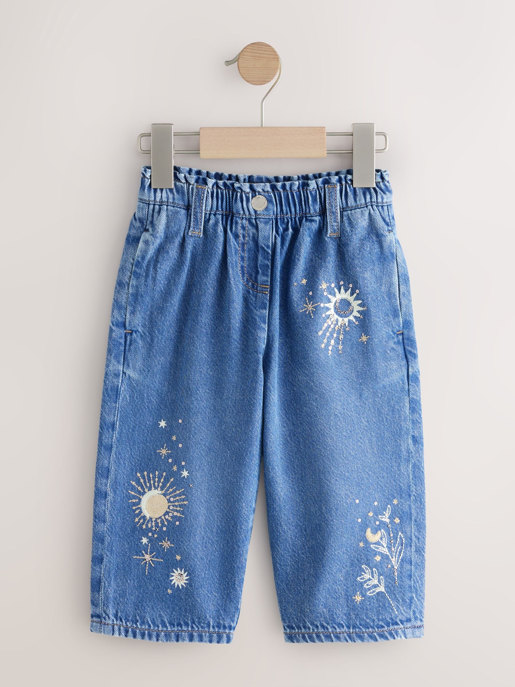 Normaal blauw - Embroidered Wide Leg Jeans (3mths-7yrs)