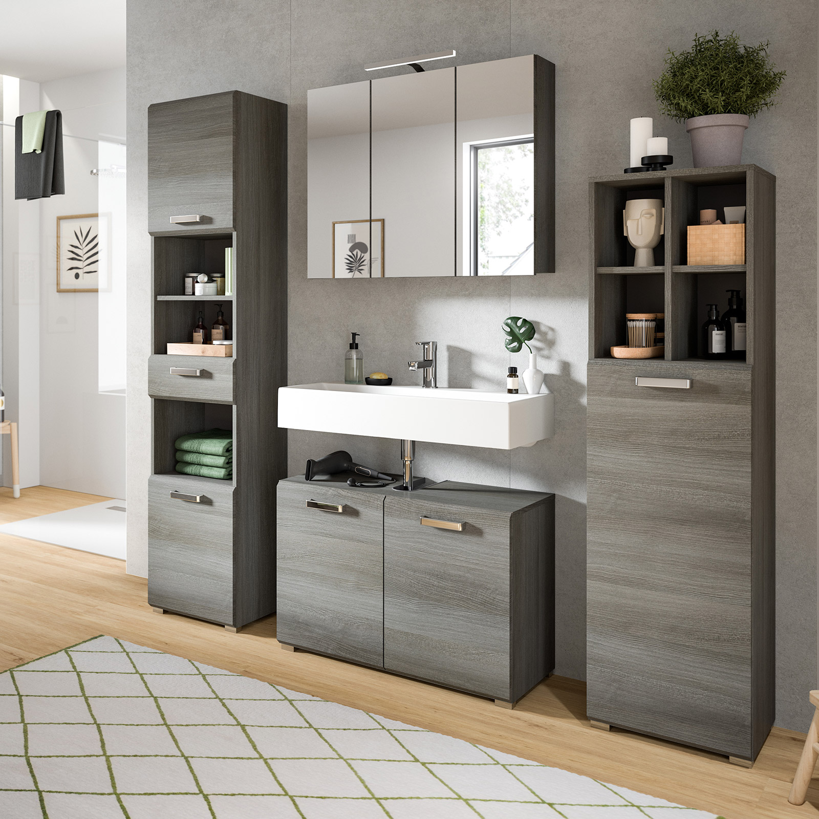Hochschrank SILVER - Rauchsilber - 185 cm