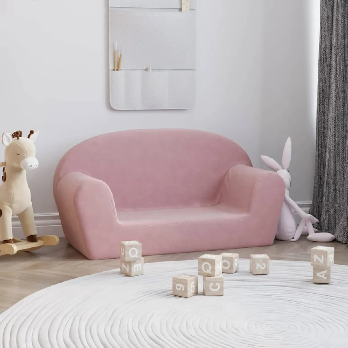 vidaXL Canapé 2 places enfant - Rose