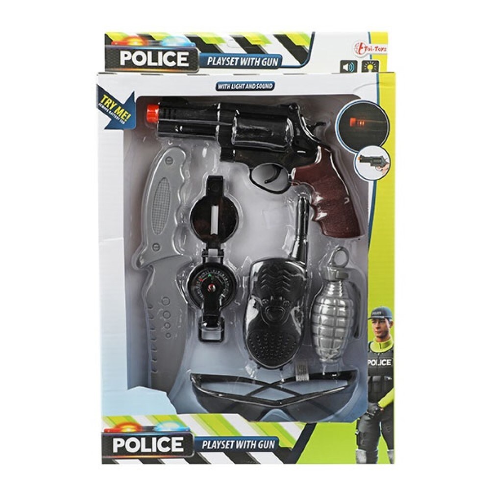 Polizei-Set mit Ausrüstung Brille Pistole