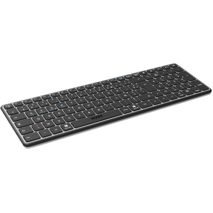 Port Designs 911002FR clavier maison/bureau RF sans fil + Bluetooth AZERTY Français Noir, Gris