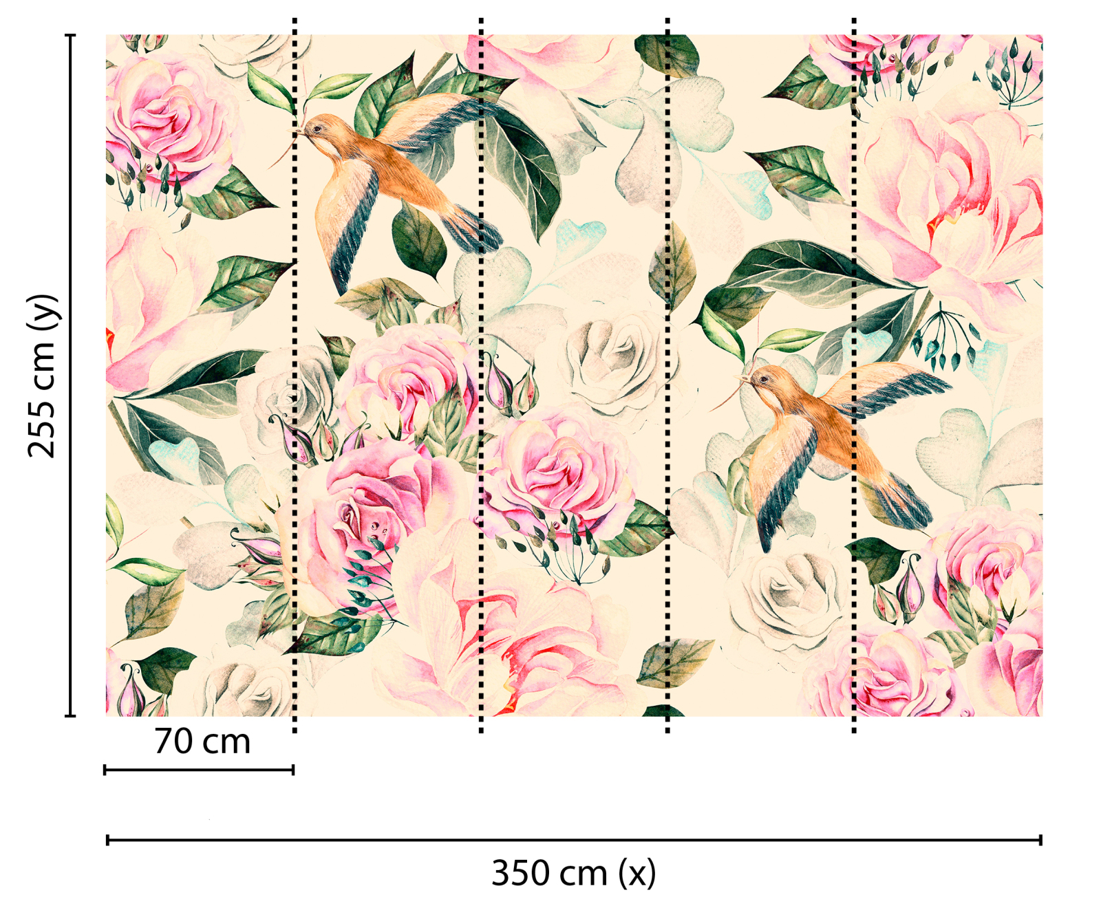 Fototapete DESIGNWALLS - creme-rosa - Blumen - 2,55 Meter