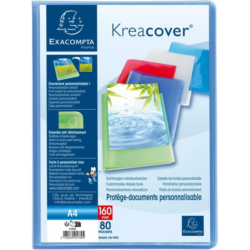 Protège-documents polypropylène semi-rigide KreaCover® Chromaline 80 pochettes - 160 vues - A4