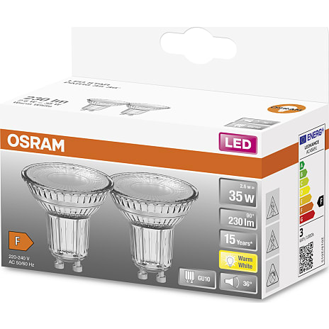 Osram 2 pak LED 2,6W - varmt hvidt lys