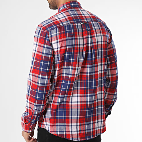 Chemise Manches Longues A Carreaux Relaxed Flannel 5404 Bleu Rouge