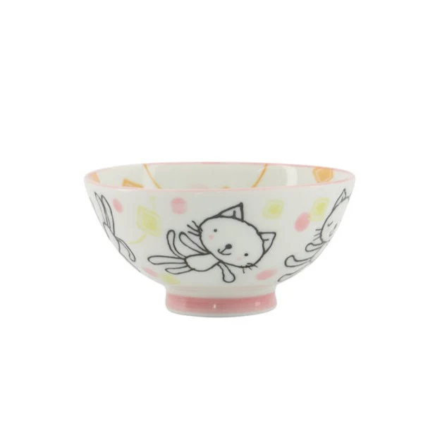 Tokyo Design Studio  Gochisosama Kawaii Rice skål, Pink Cat Neko - 200 ml