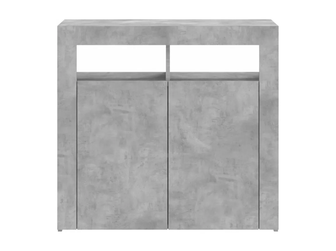 Buffet avec lumières LED gris béton 80x35x75 cm
