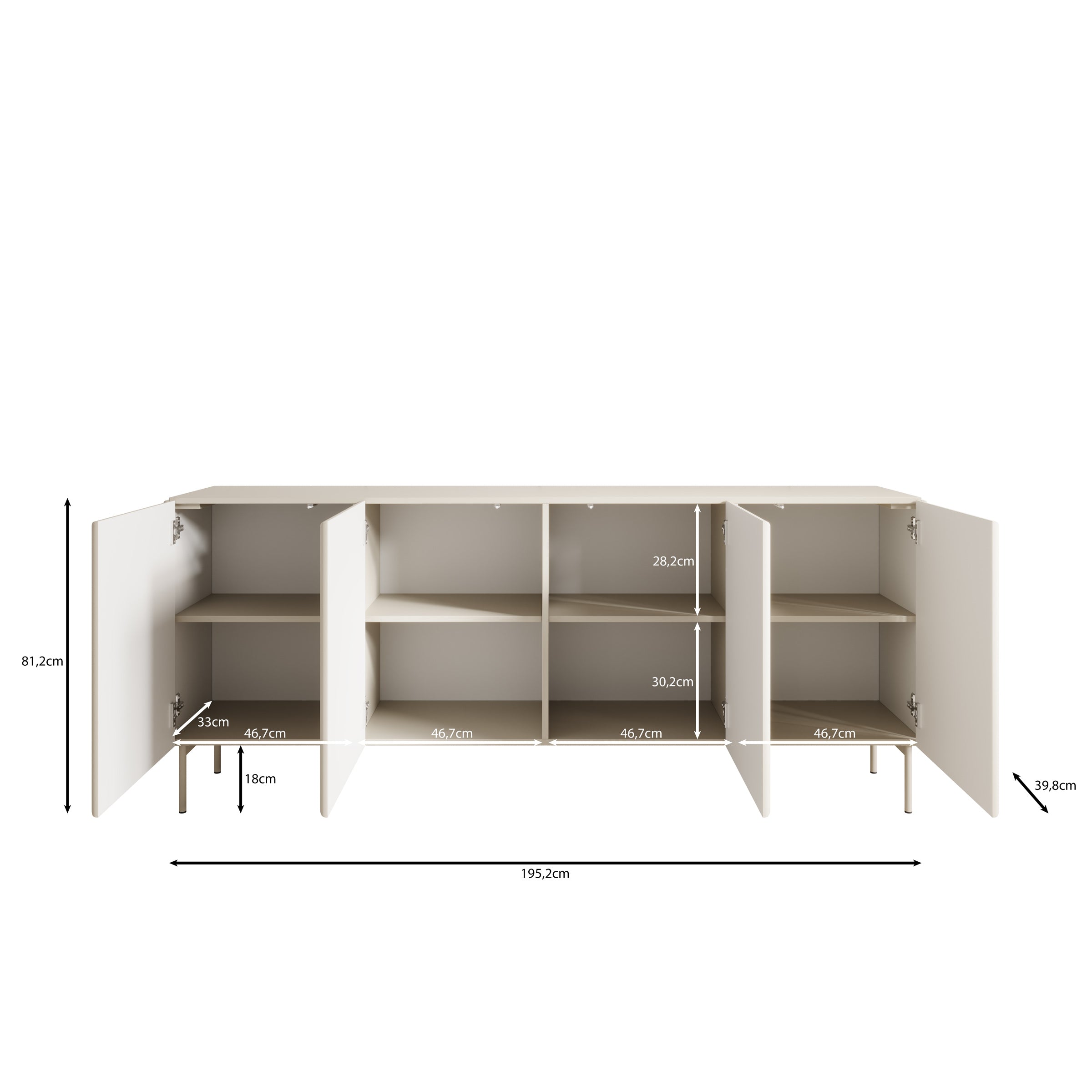 Marajo - Dressoir - Zwart - 195x40x81 cm
