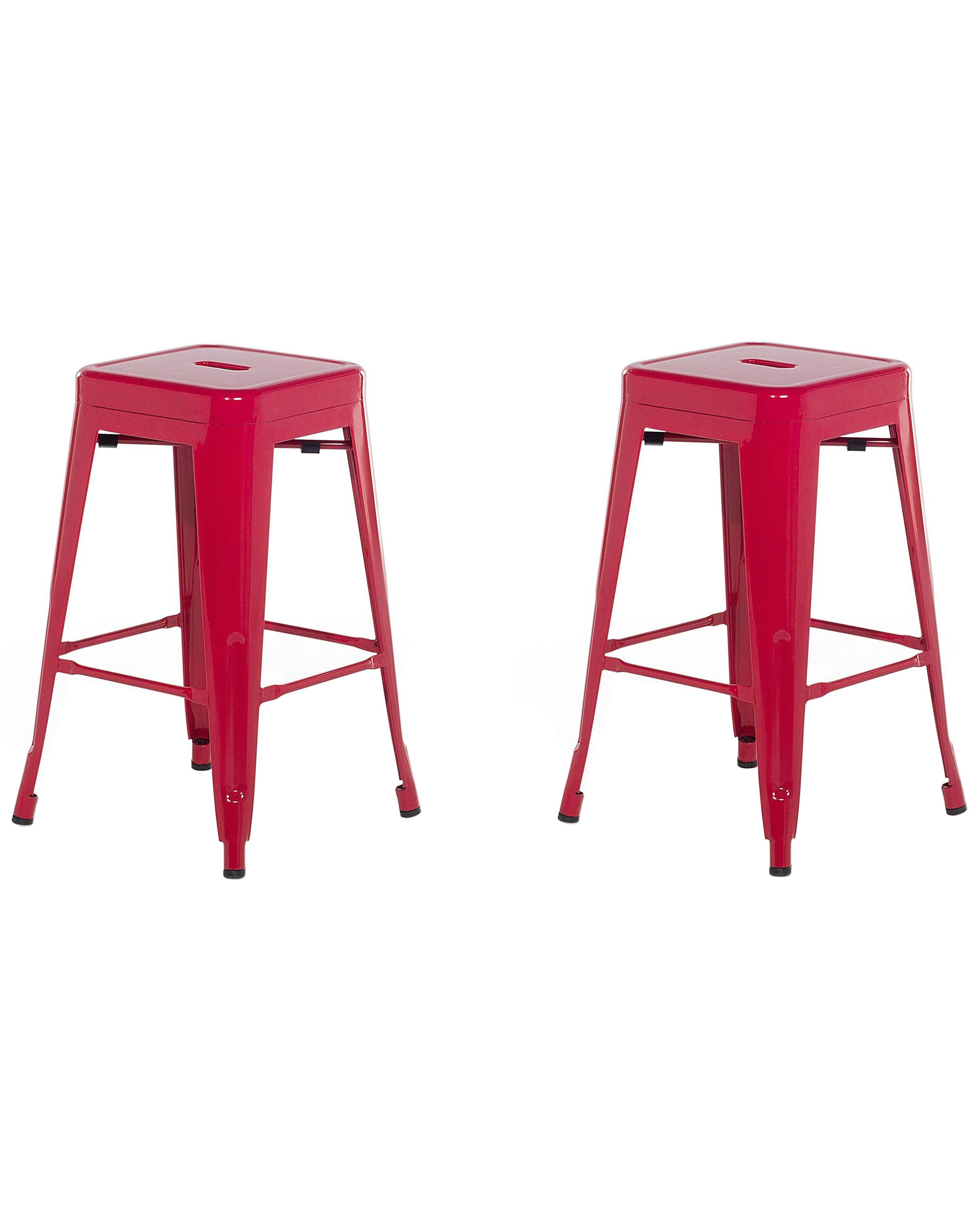 Set van 2 barkrukken CABRILLO Metaal Rood
