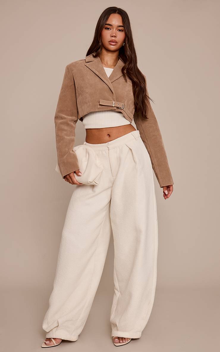 Sable Blazer Court Extrême En Synthétique