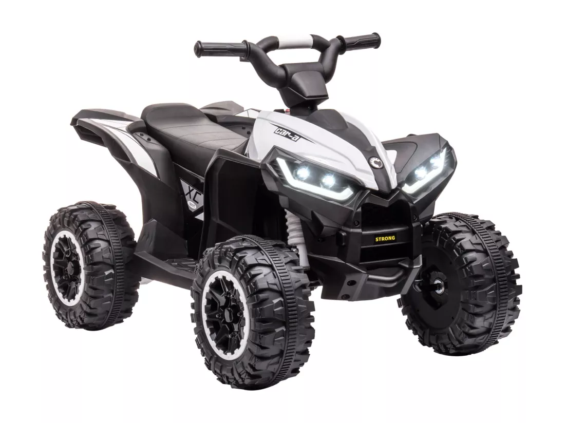 Quad buggy électrique enfant 12 V 3 Km/h max. effets lumineux et sonores blanc noir