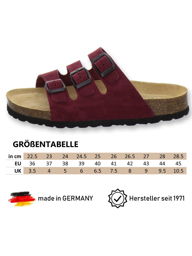 Pantoletten Damen Dreischnaller beere