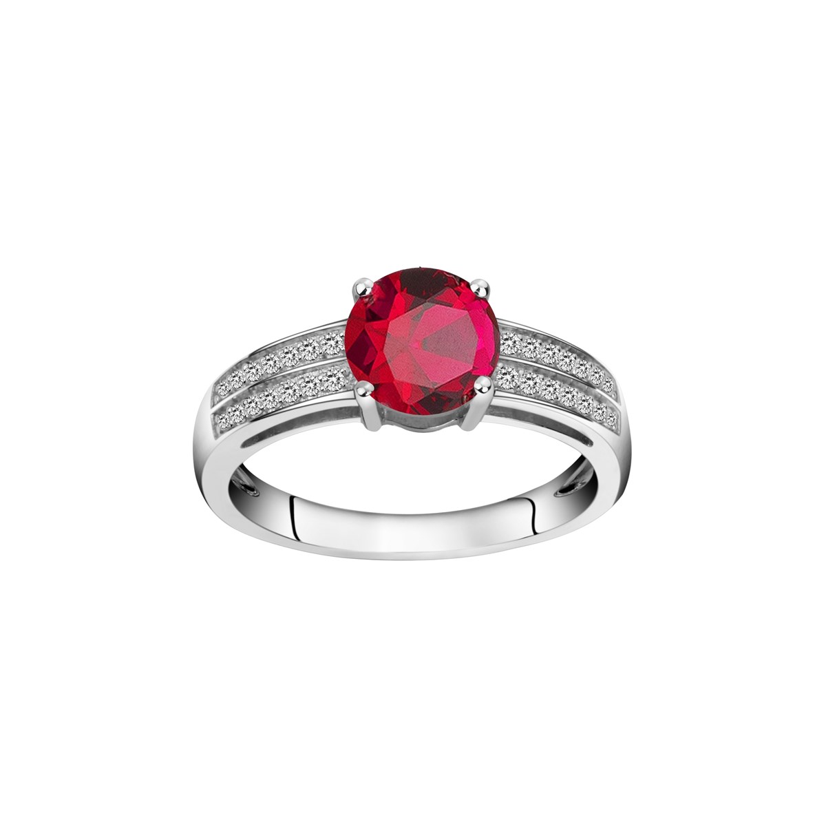 Bague de fiançailles en Argent avec spinelle rouge rubis
