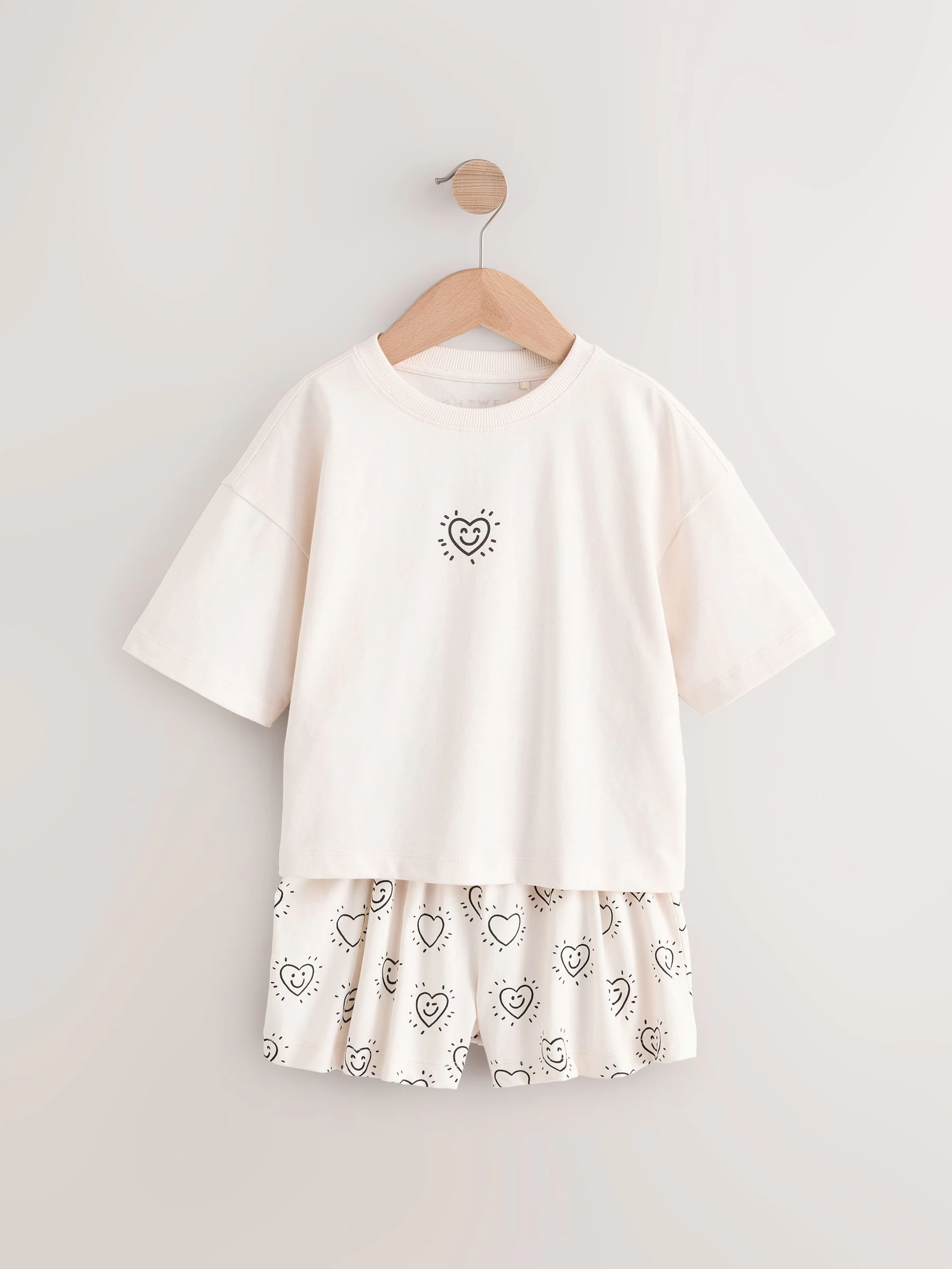 Zwart/ecru - Set van 2 pyjama's met short (3-16 jr)