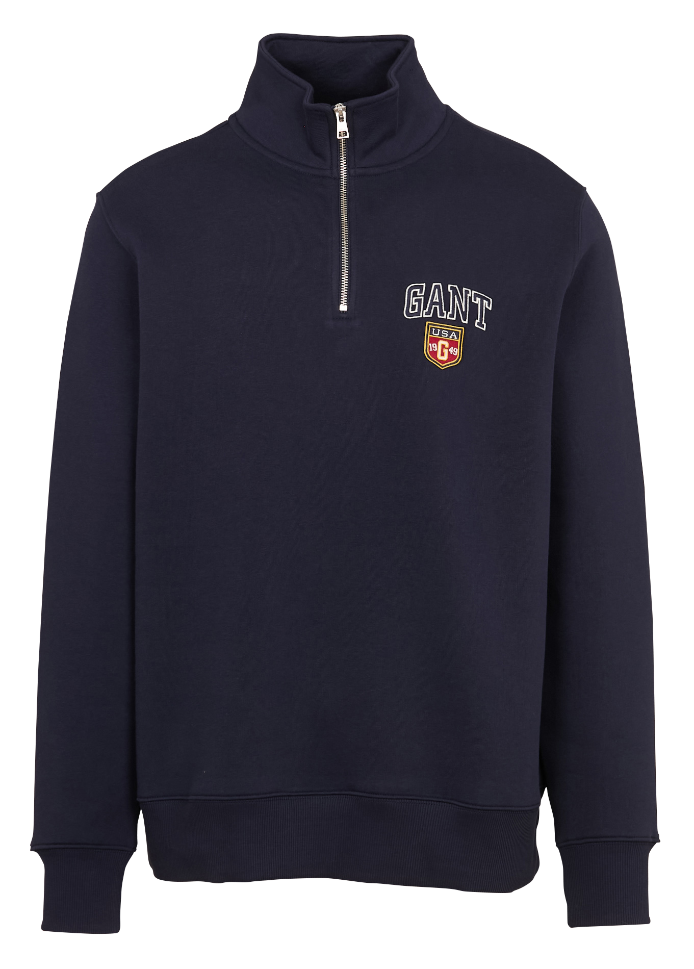 Pull col zippé en coton mélangé | Bleu