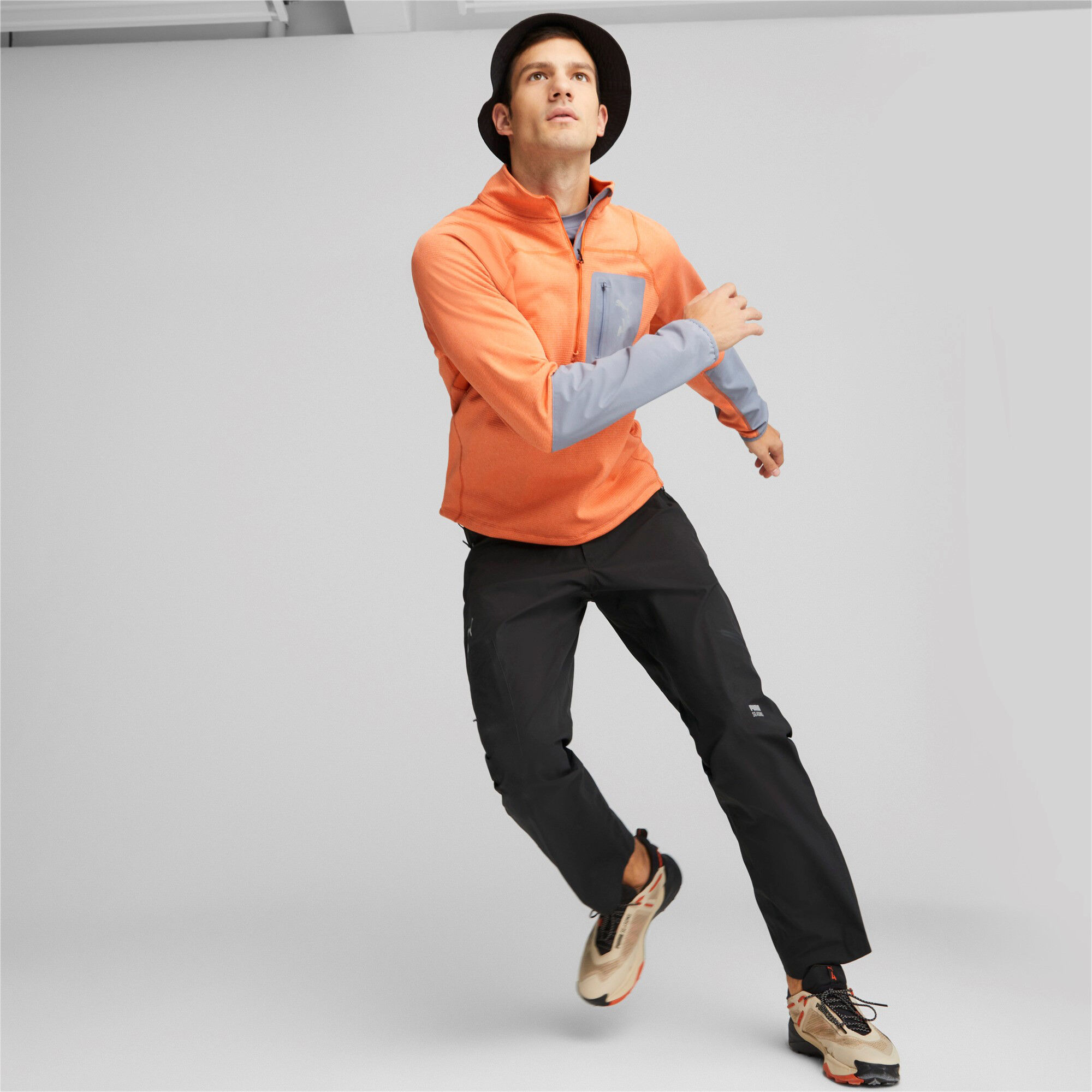 Puma Seasons Raincell Half-Zip Top De Course Hommes - Orange , Gris