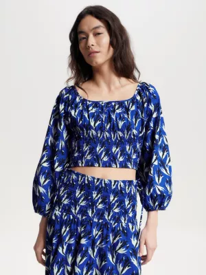 Top cropped Tommy Hilfiger x Vacation com estampa floral e decote redondo