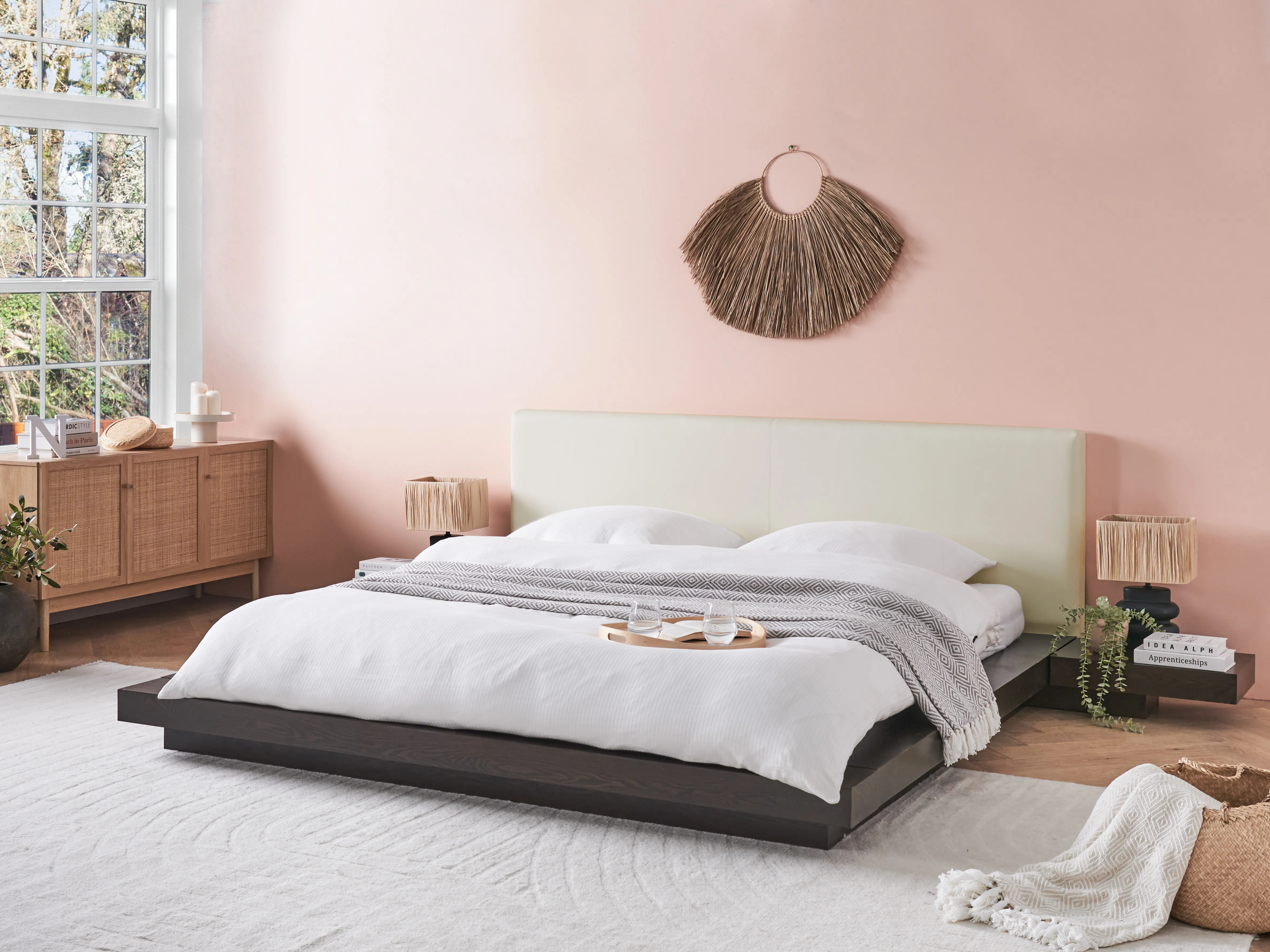 Bed Kunstleer ZEN 180 x 200 cm Donker essenhout