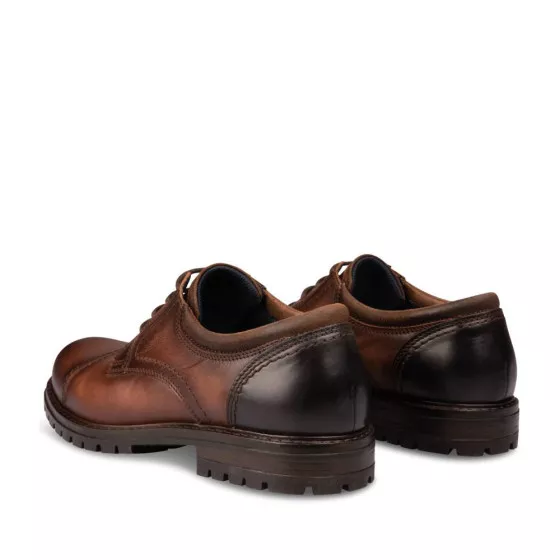 Derbies MARRON DENIM SIDE CUIR