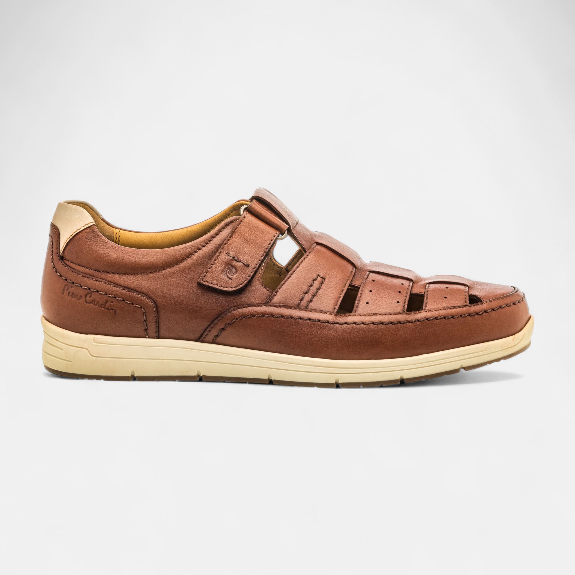 Nu-pieds confort Homme en cuir cognac