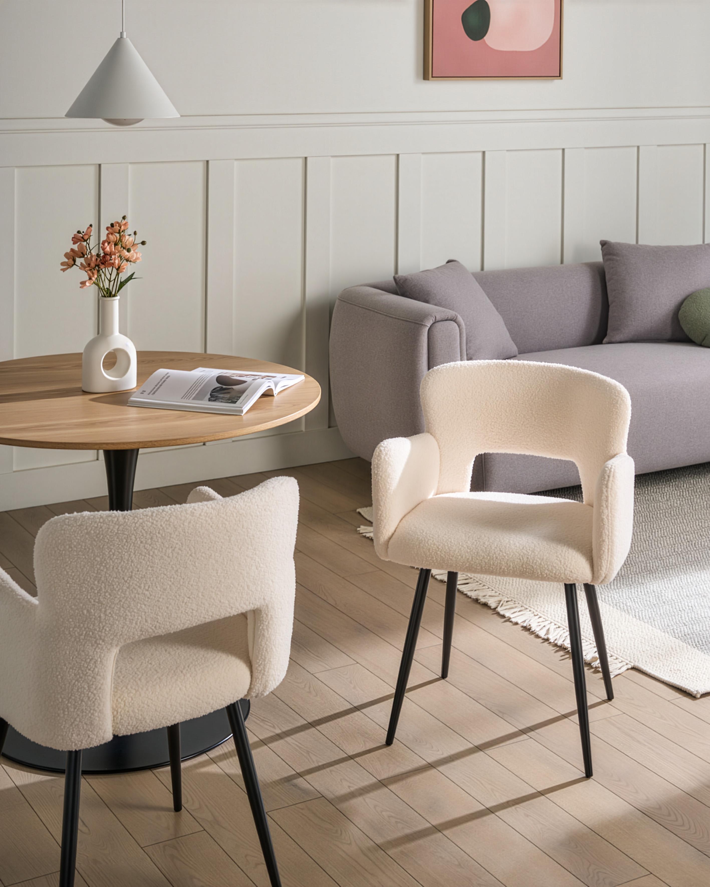 Set van 2 eetkamerstoelen SANILAC Bouclé Wit