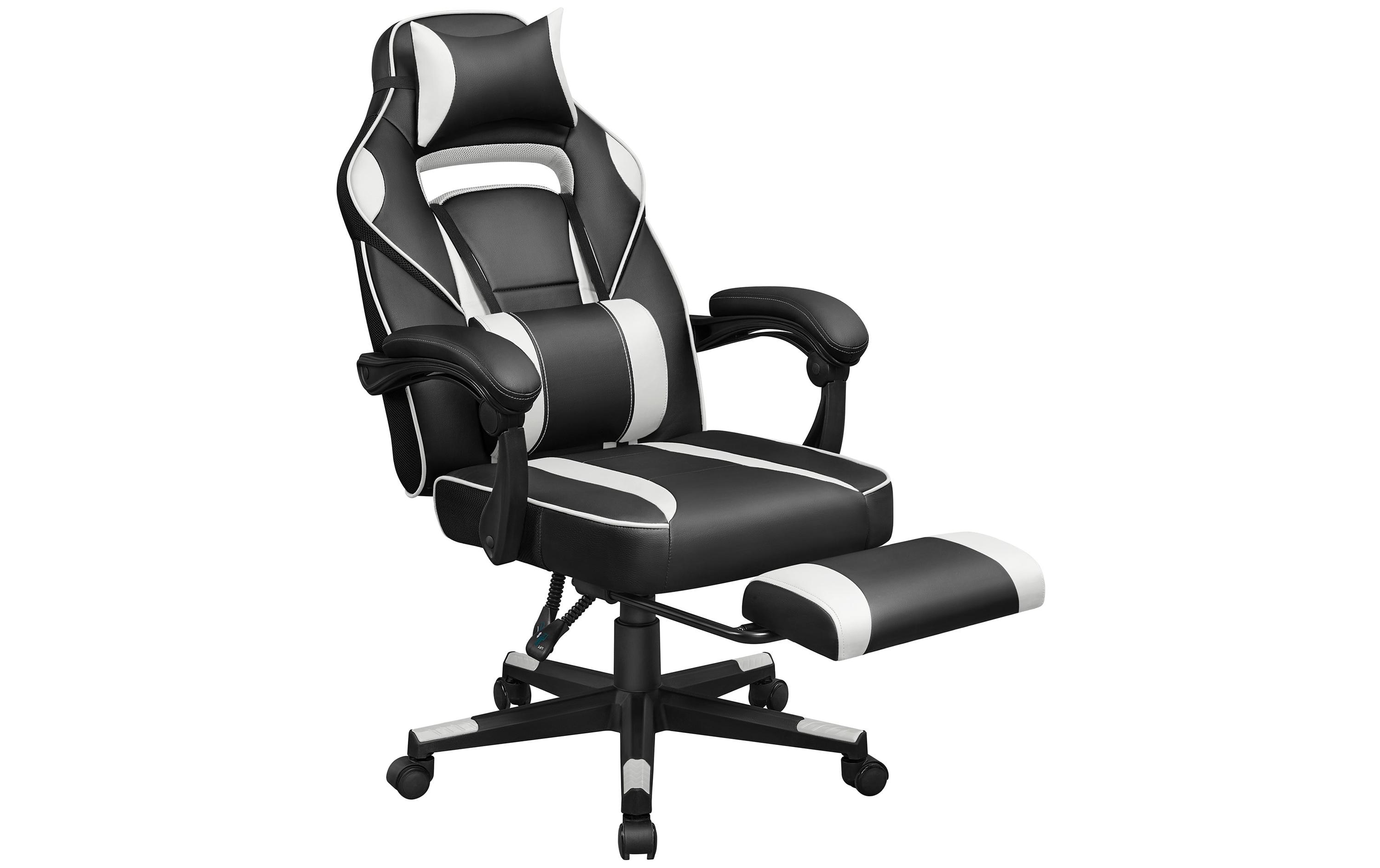 Bürostuhl mit neigbarer Rückenlehne, Schwarz / Weiss<br>Ergonomischer Gamingstuhl