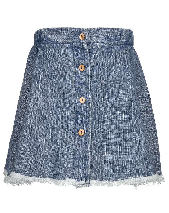 Leinen-Rock SUMMER mit Fransen in jeansblau