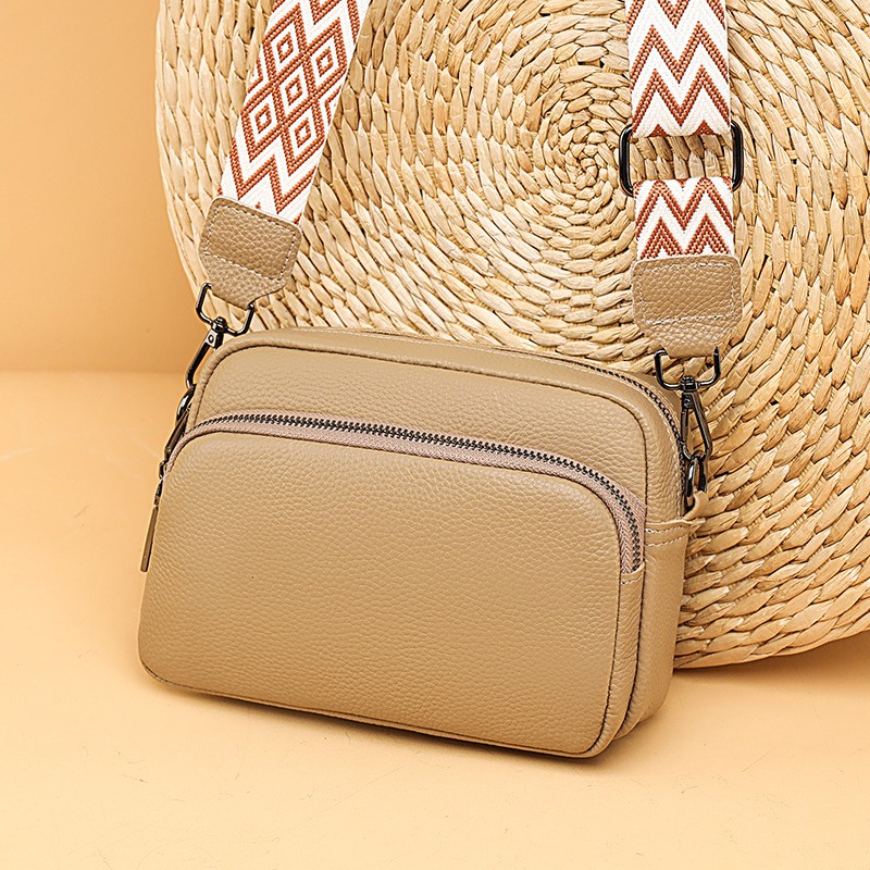 (21x15cm) Echtleder Schultertasche Fashion Crossbody Bag Umhängetasche - Braun