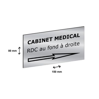 Plaque personnalisée avec votre texte - 150 x 80 mm - argentée - adhésivée prête à poser