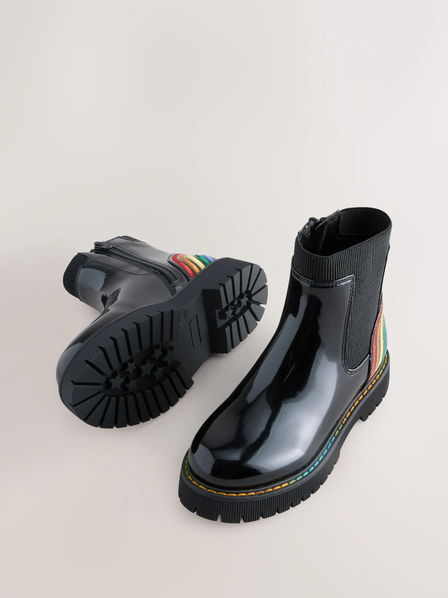 Little Bird by Jools Oliver Rainbow Patent Chunky Chelsea Boots