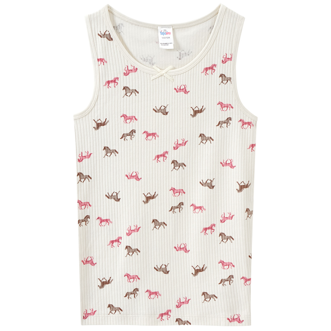 Topolino 2 Mädchen Unterhemden mit Pferde-Motiven rosa / creme