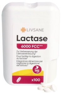 LIVSANE Lactase 6000 FCC Tabletten Dispenser, 100 Stück