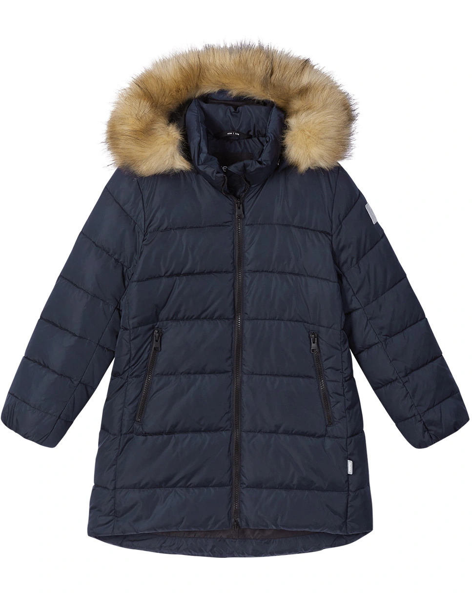 Wintermantel LUNTA mit Kunstfellbesatz in navy