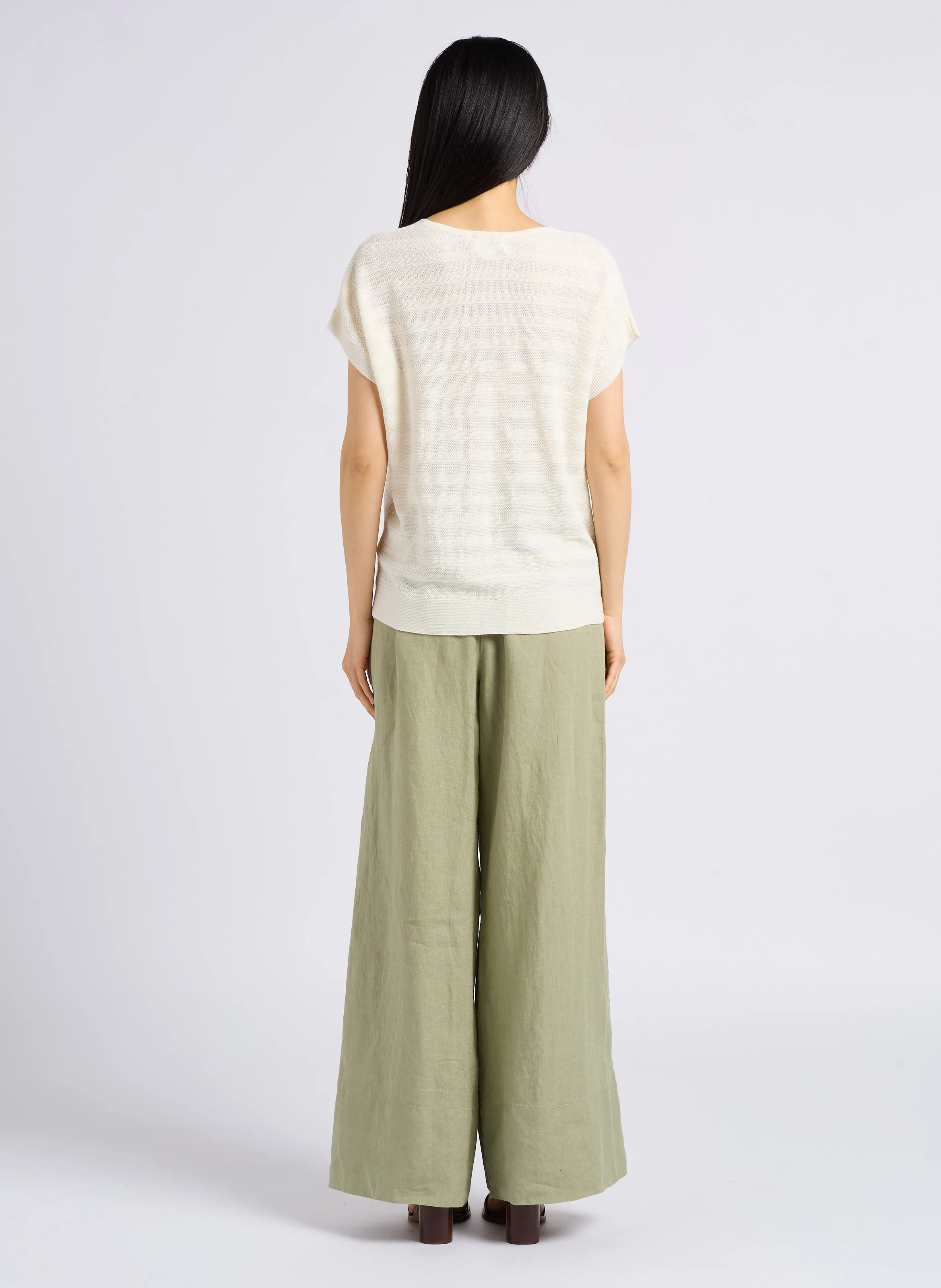 PRINCE - Pantalon large en lin | Vert