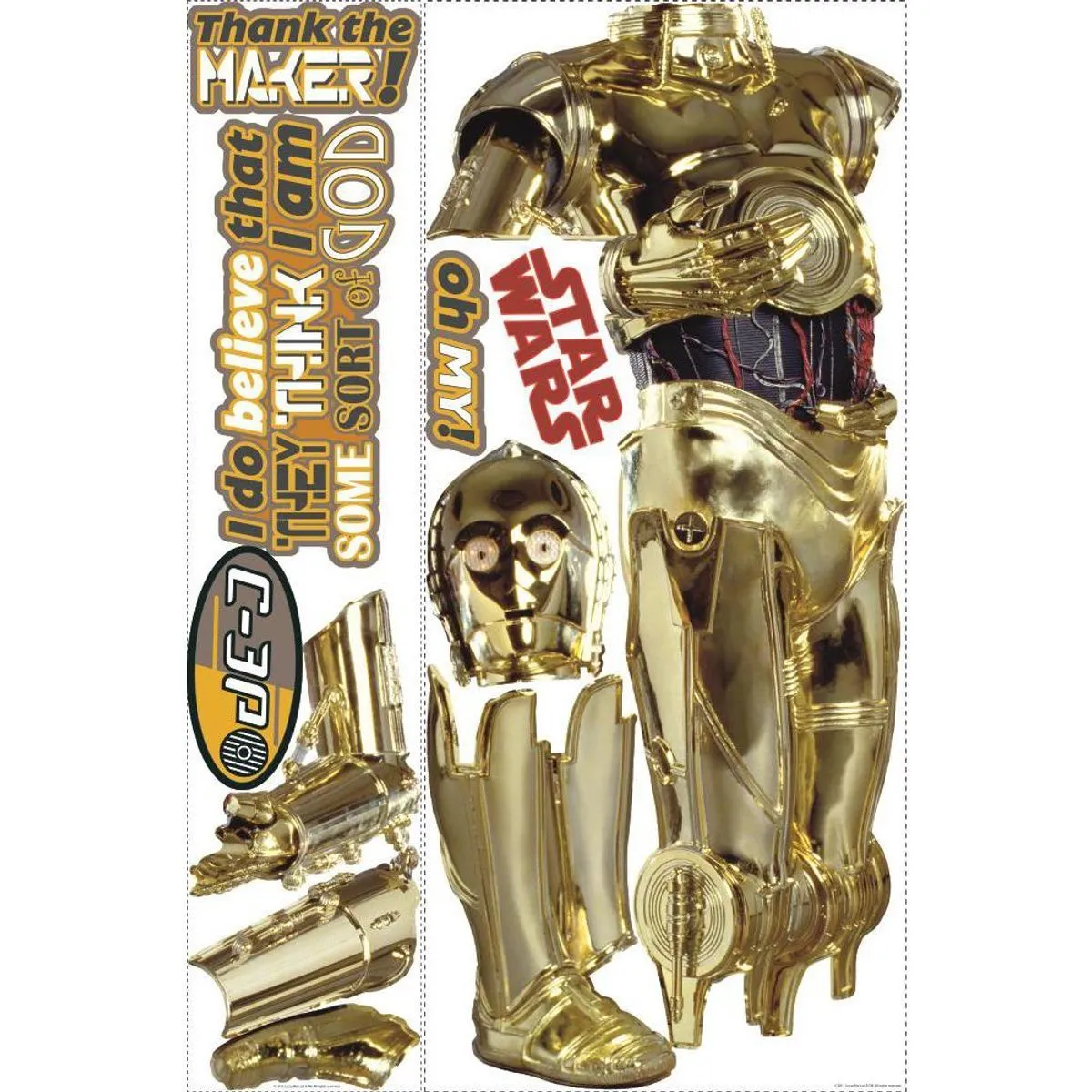 Thedecofactory Stickers géants Star Wars C-3PO 146x61
