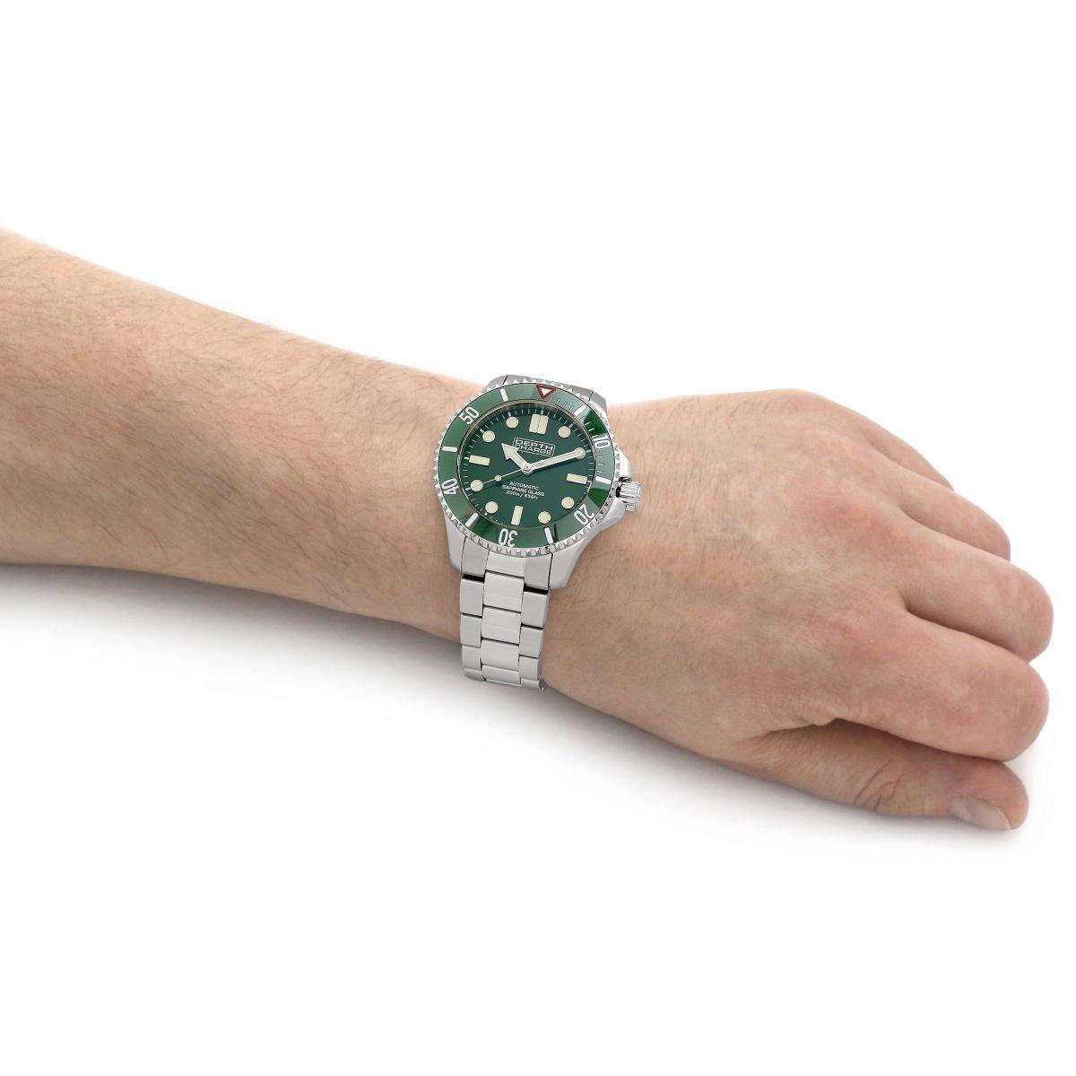 Depth Charge Stainless Steel Green Dial Dive Watch