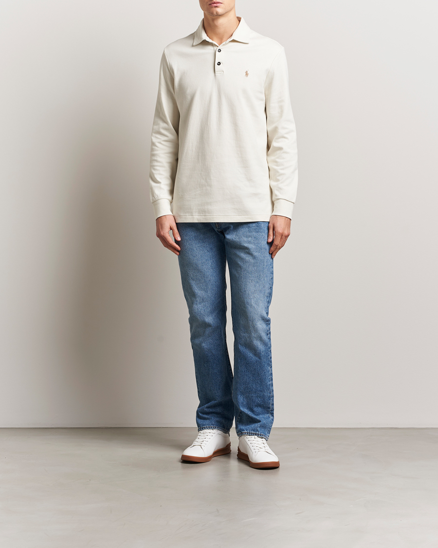Polo Ralph Lauren Double Knit Long Sleeve Polo Parchment Cream