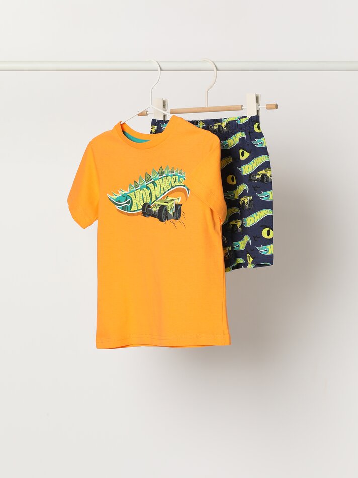 Conjunto de pijama curto estampado Hot Wheels da Mattel - Laranja