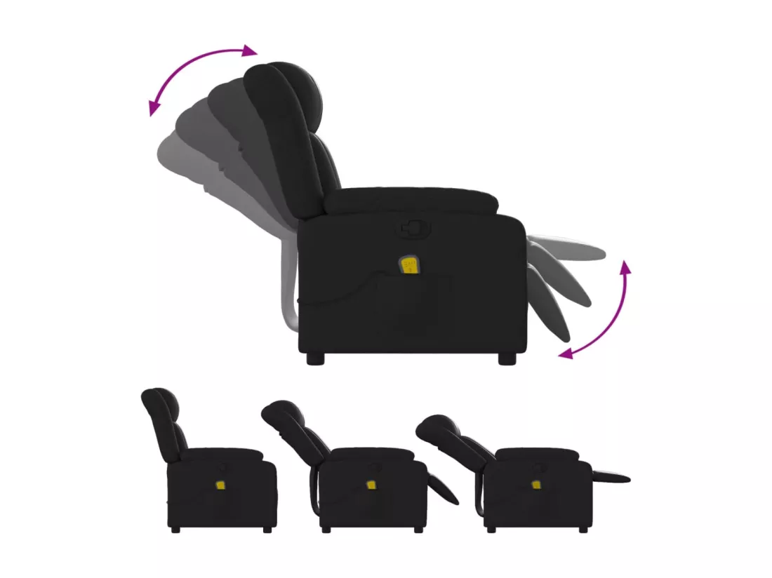 Fauteuil massant inclinable Noir Similicuir