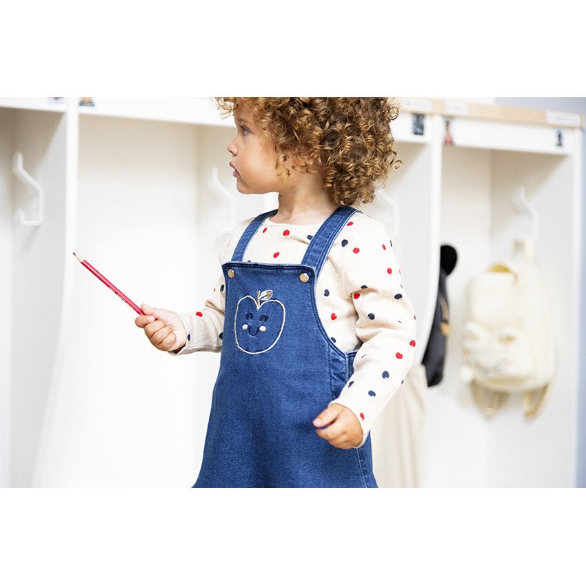 T-shirt manches longues en maille pointelle coton pour bébé fille - Ecru
