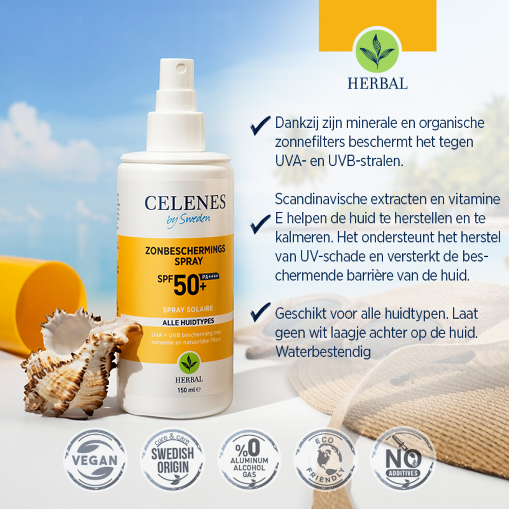 Celenes Herbal Zonnebrand Spray SPF 50+ Alle Huidtypes150 ml