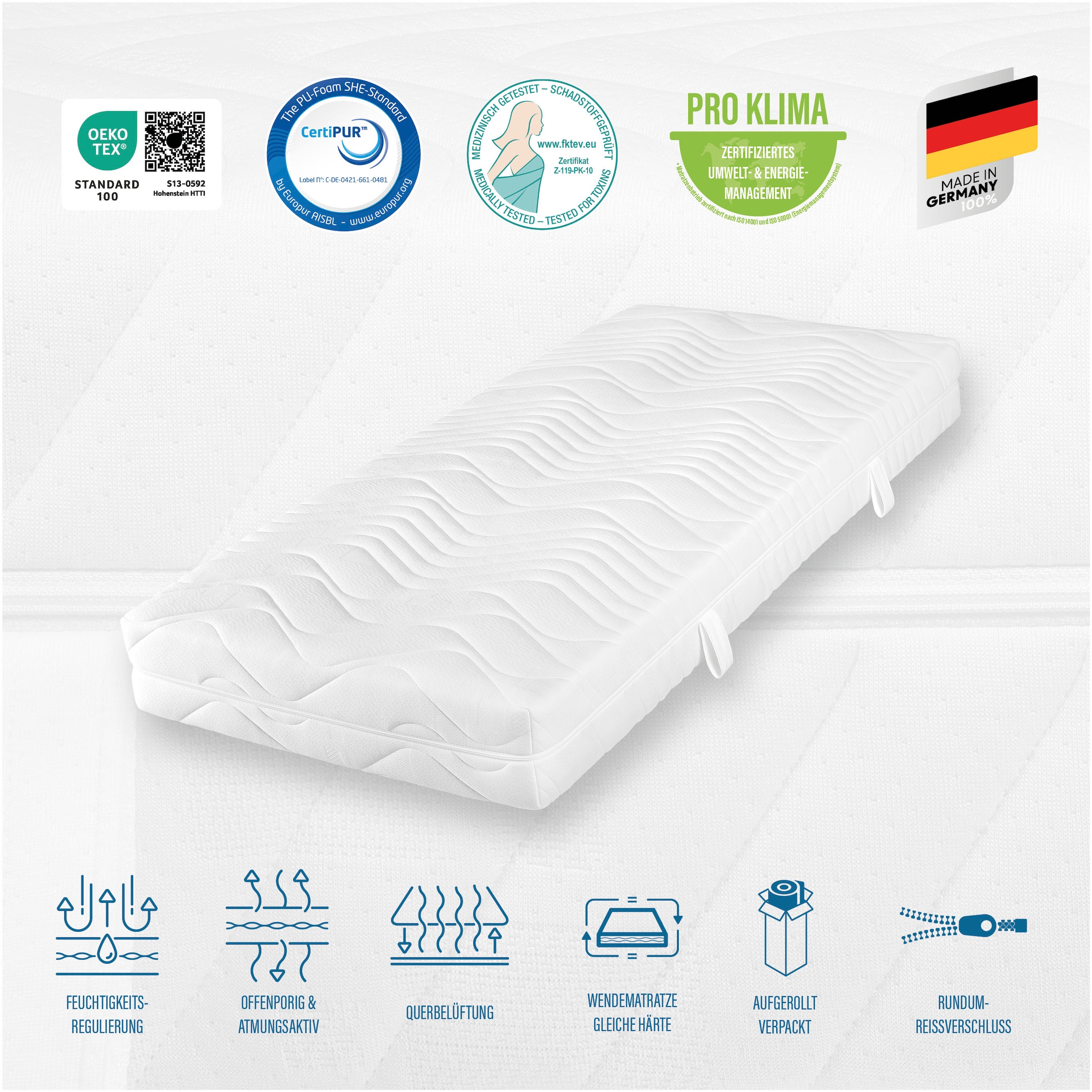 Beco Taschenfederkernmatratze »Maxima Plus, Matratze in 90x200 und vielen weiteren Grössen erhältlich!« Matratze, 7 Zonen, 90x200 cm in H3 von Stiftung Warentest 