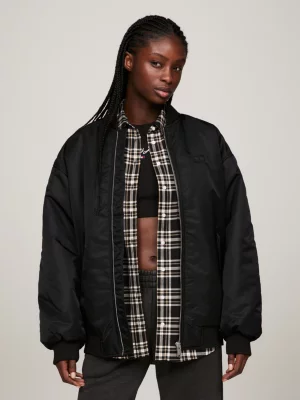 Jaqueta bomber oversized acolchoada com apliques tonais
