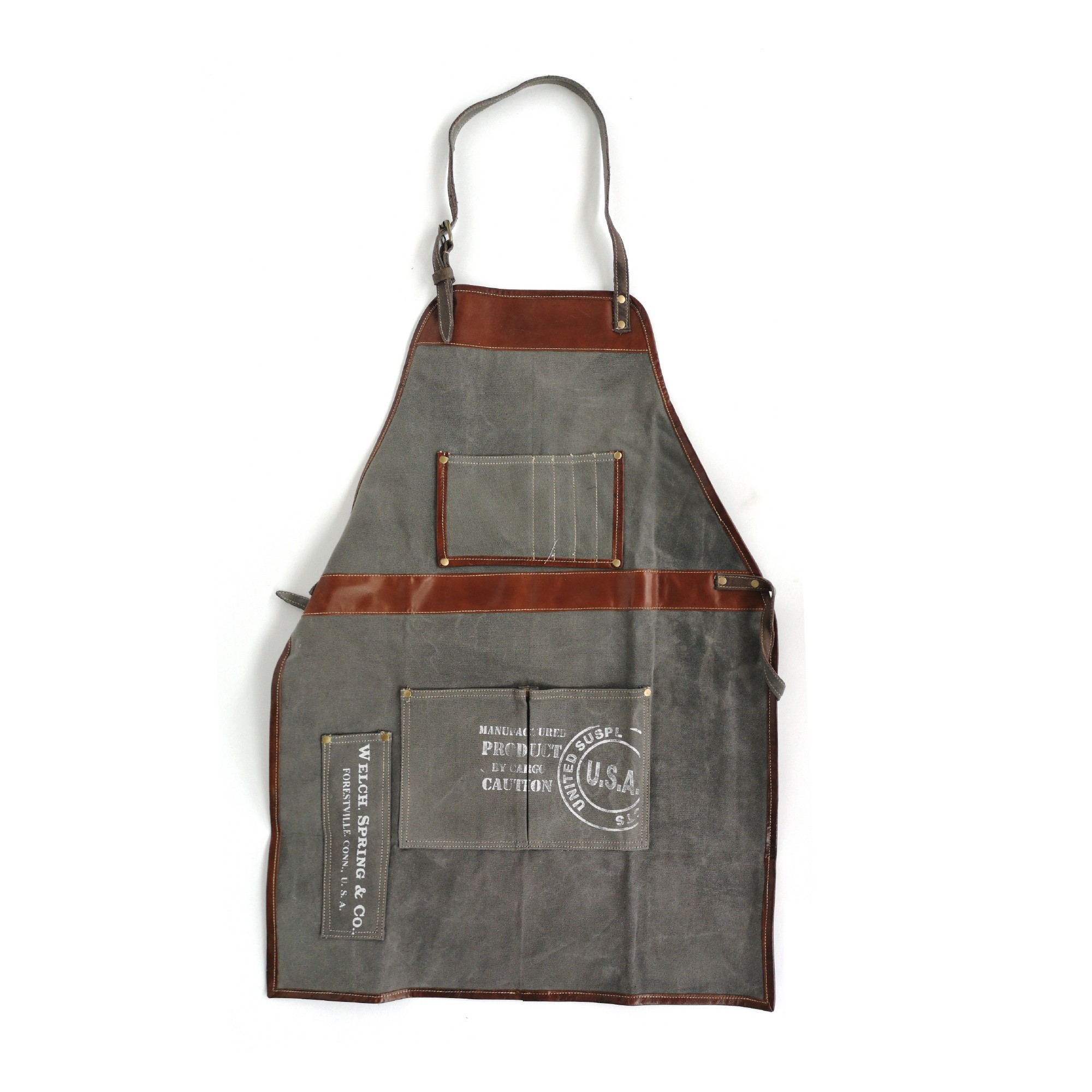Schürze Cotton/Leder, grau, braun, T 88 cm, B 64 cm zu 64,00