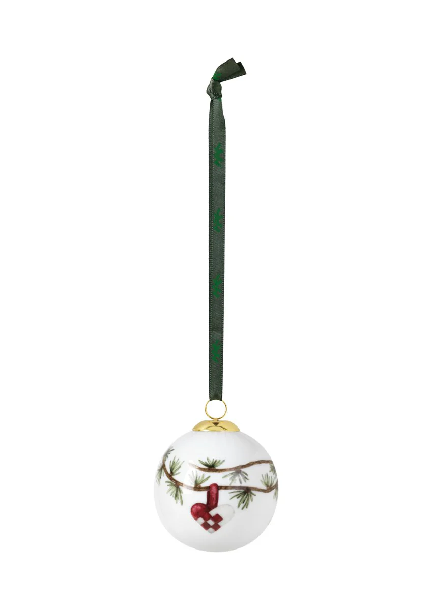 Kähler  Hammershøi Christmas Kugle 2018, hvid m. deko - Ø6 cm.